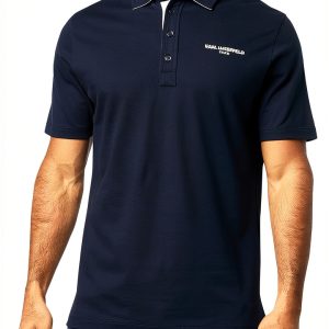 Karl Lagerfeld Mens Polo Shirt Short Sleeve Logo Design-0