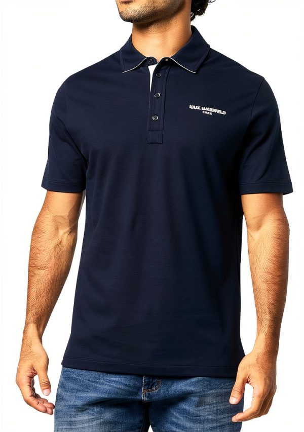 Karl Lagerfeld Mens Polo Shirt Short Sleeve Logo Design-0