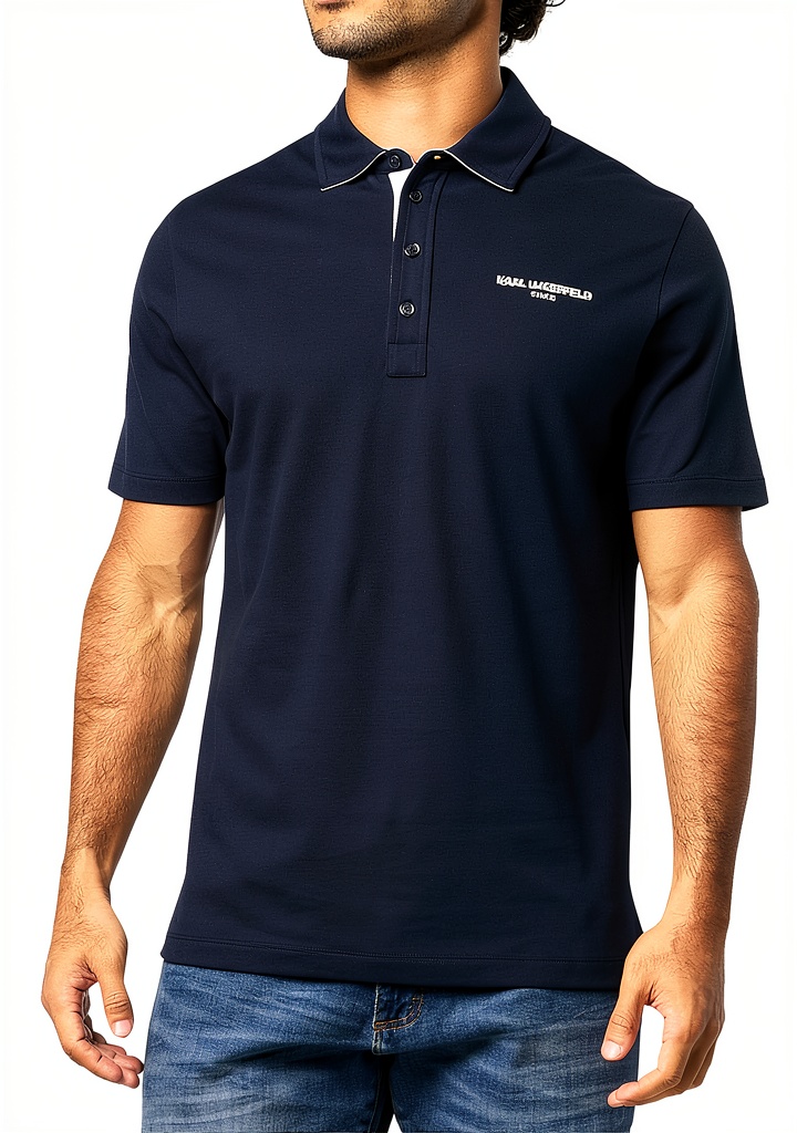 'Karl Lagerfeld polo shirt in navy color on a man'