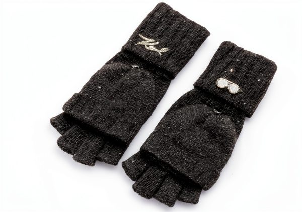 Karl Lagerfeld Paris Womens Cold Weather Mittens Black One-1