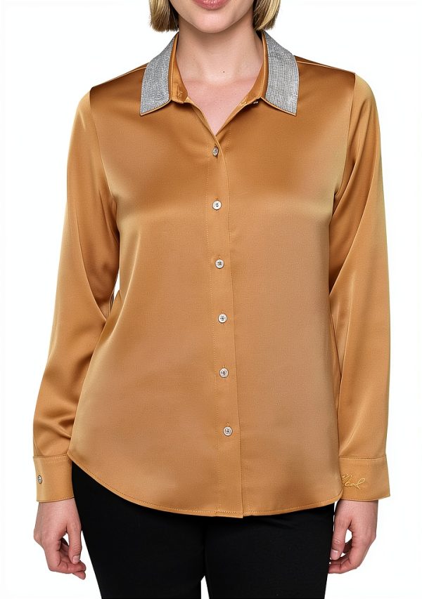 Karl Lagerfeld Paris Womens Button Down Shirt Travel Fit-0
