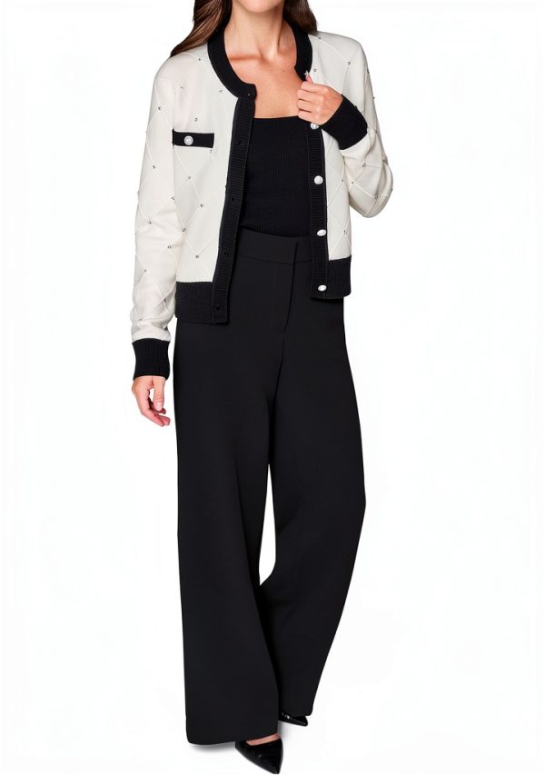 Karl Lagerfeld Paris Womens Pullover Sweater Black White-2