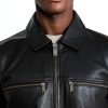 Karl Lagerfeld Mens Leather Jacket Stand Collar Versatile-3