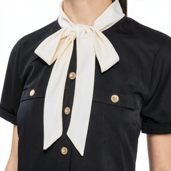 Karl Lagerfeld Paris Womens Dress Short Sleeve Silky Crepe-4