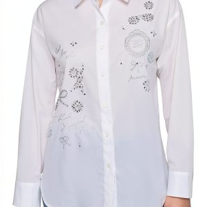 Karl Lagerfeld Paris Womens Button Down Shirt White-0