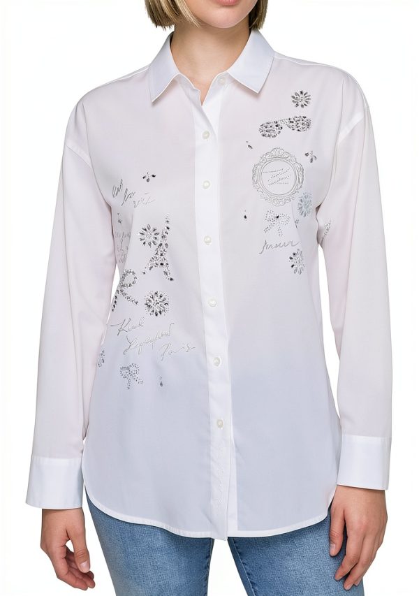 Karl Lagerfeld Paris Womens Button Down Shirt White-0