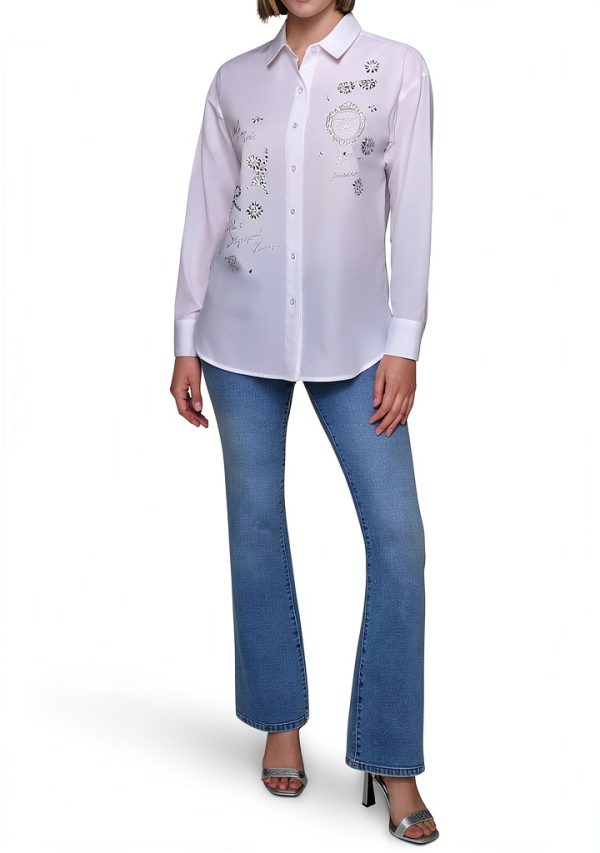 Karl Lagerfeld Paris Womens Button Down Shirt White-1