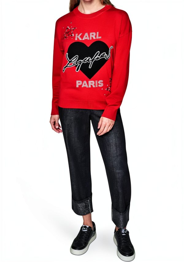 Karl Lagerfeld Paris Womens Sweater Admiral Red Versatile-1