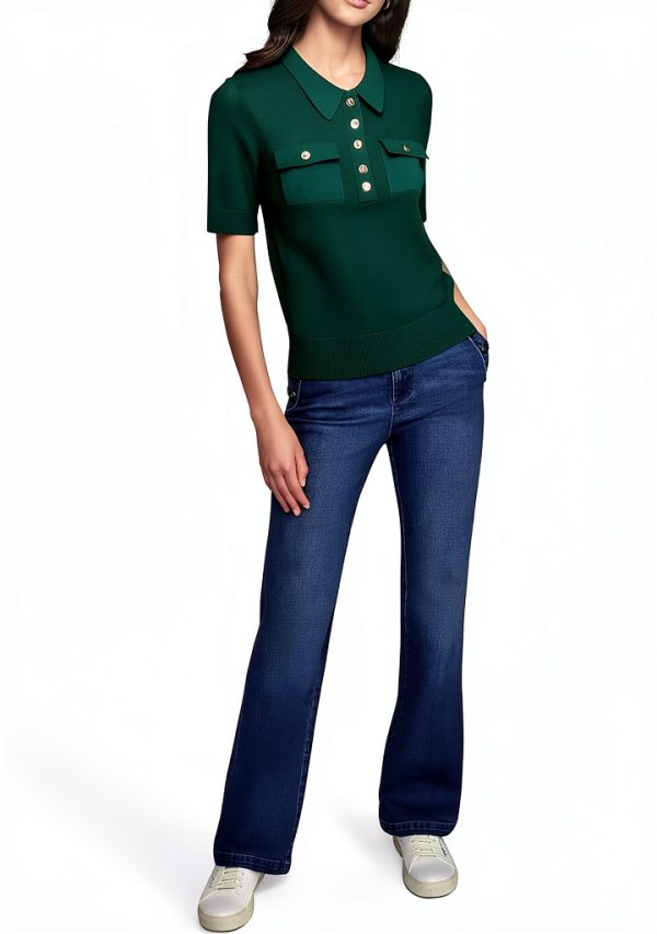 Karl Lagerfeld Paris Womens Sweater Rain Forest Color Large-1