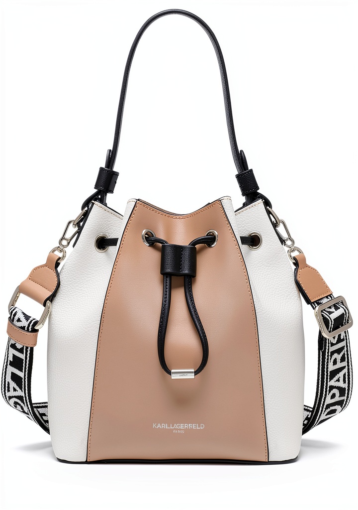 Karl Lagerfeld Paris Adele handbag in Shell/White color on a neutral background