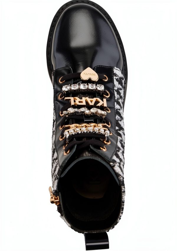 Karl Lagerfeld Paris Womens Combat Boots Mid Shaft Cold-3