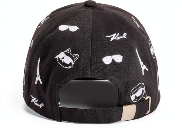 Karl Lagerfeld Paris Womens Baseball Cap Black White-2