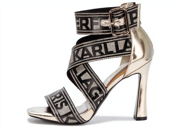 Karl Lagerfeld Womens Strappy Sandals Pewter Soft White-1