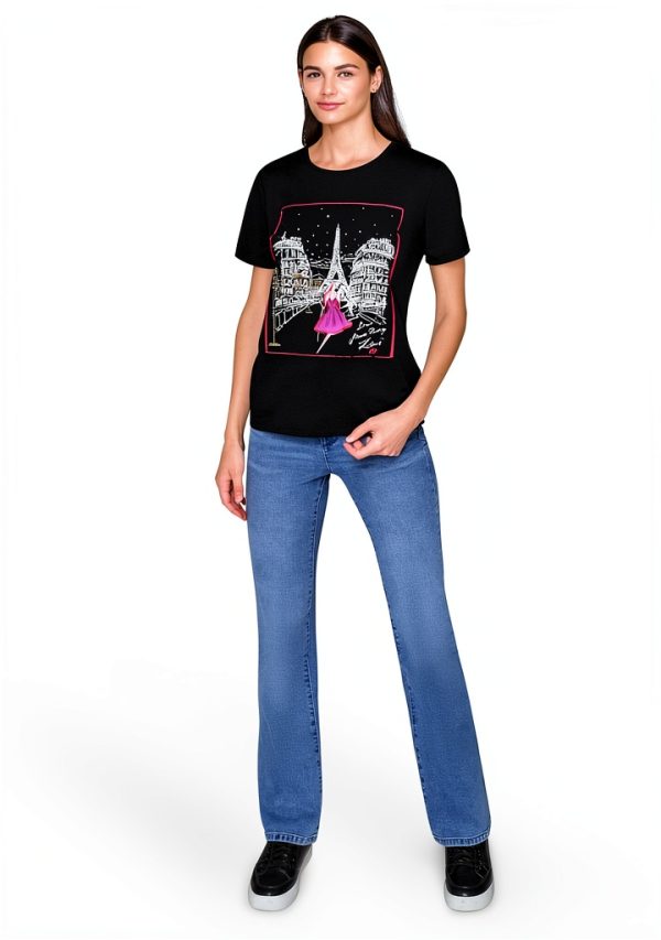 Karl Lagerfeld Paris Womens T-Shirt Flattering Fit Black-1
