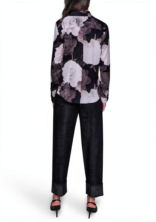 Karl Lagerfeld Paris Womens Button Down Shirt Black Red-3