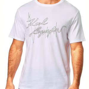Karl Lagerfeld Mens T-Shirt Embroidered Crewneck Short-0