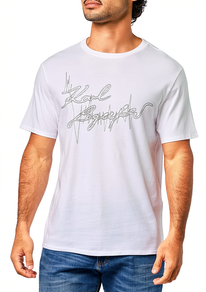Karl Lagerfeld men's t-shirt in Optic White on a mannequin