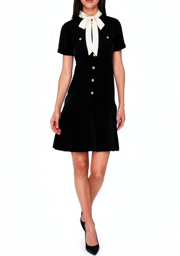 Karl Lagerfeld Paris Womens Dress Short Sleeve Silky Crepe-1