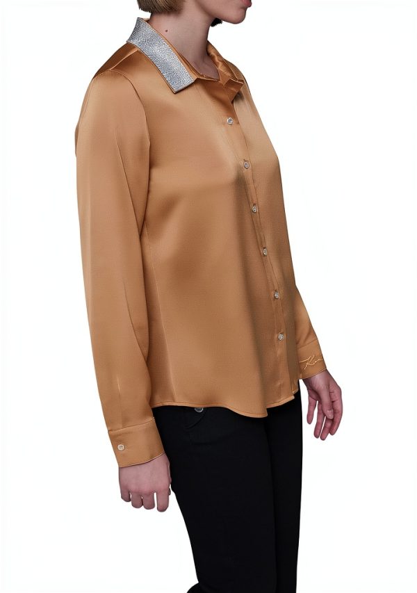 Karl Lagerfeld Paris Womens Button Down Shirt Travel Fit-2