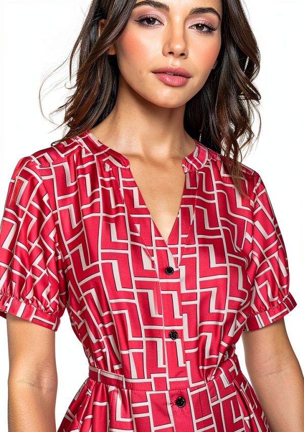 Karl Lagerfeld Paris Midi Dress Hanky Hem Puffed Sleeve-3