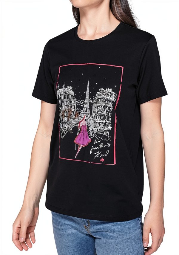 Karl Lagerfeld Paris Womens T-Shirt Flattering Fit Black-3