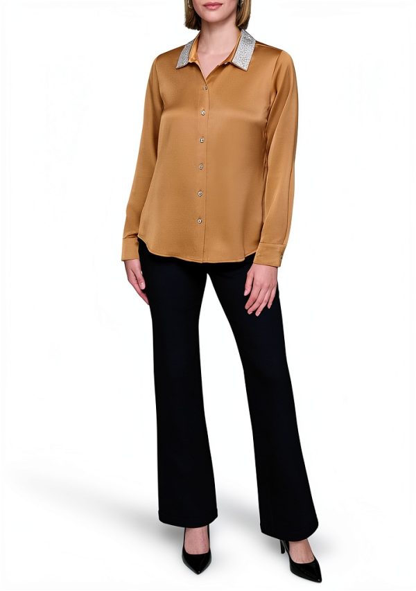 Karl Lagerfeld Paris Womens Button Down Shirt Travel Fit-1