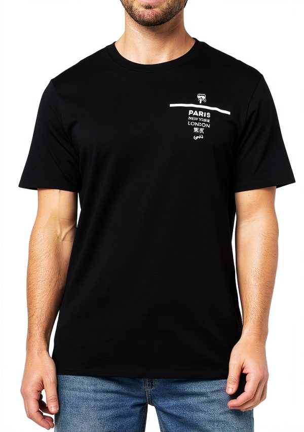 Karl Lagerfeld Paris Mens T-Shirt Black Logo Graphic Design-0