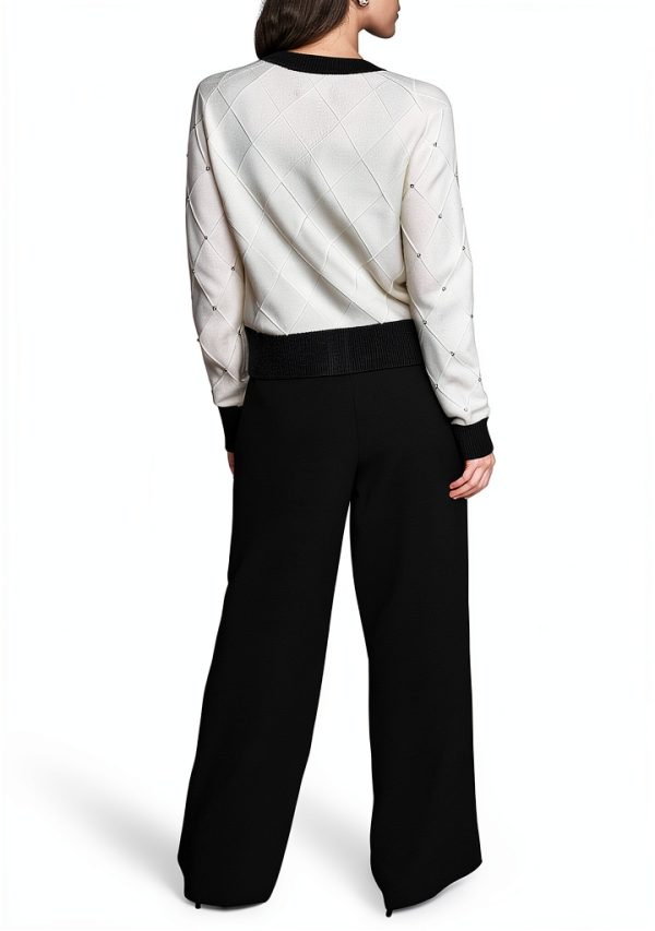 Karl Lagerfeld Paris Womens Pullover Sweater Black White-1