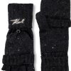 Karl Lagerfeld Paris Womens Cold Weather Mittens Black One-2