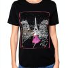 Karl Lagerfeld Paris Womens T-Shirt Flattering Fit Black-0