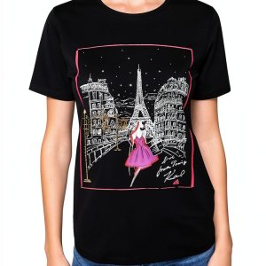 Karl Lagerfeld Paris Womens T-Shirt Flattering Fit Black-0