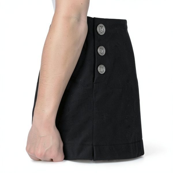 KARL LAGERFELD Womens A Line Skirt Black Button Waist-5