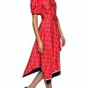 Karl Lagerfeld Paris Midi Dress Hanky Hem Puffed Sleeve-1