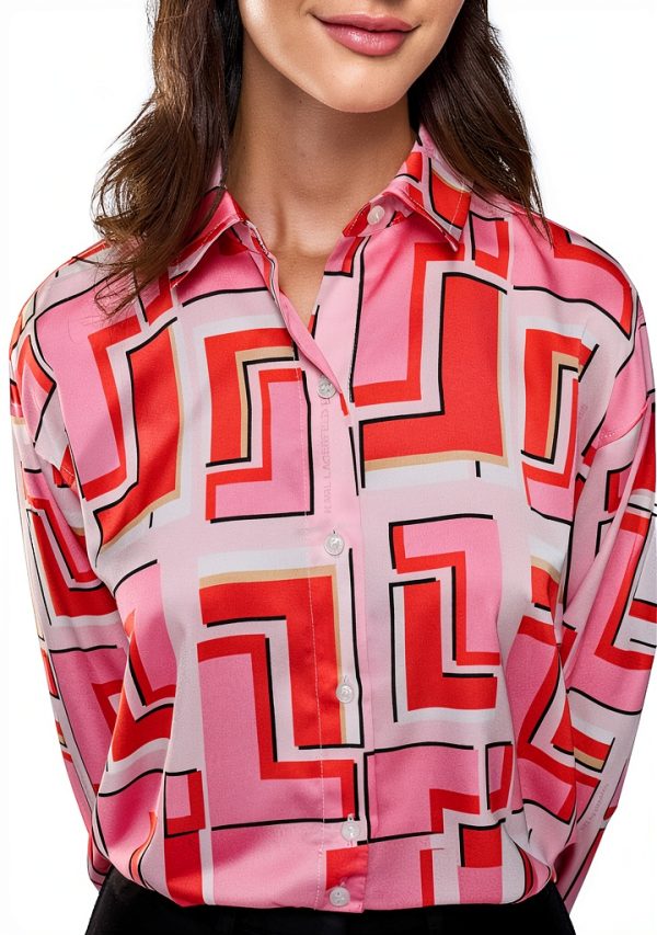 Karl Lagerfeld Paris Womens Button Down Shirt Parfait Multi-4