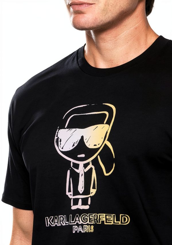 Karl Lagerfeld Paris Mens Graphic T-Shirt Black Crewneck-5