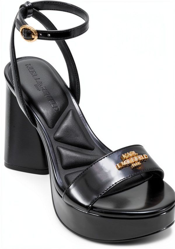 Karl Lagerfeld Paris Platform Sandal Women Gold Black White-0