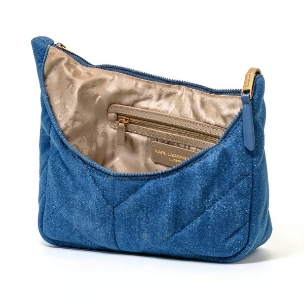 Karl Lagerfeld Hobo Handbag Washed Denim Womens Everyday Bag-1