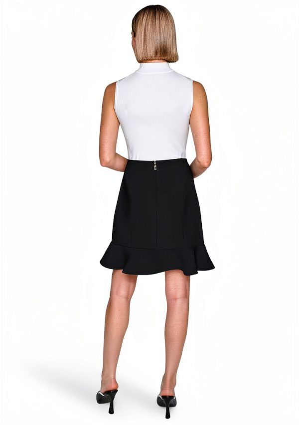 KARL LAGERFELD Womens A Line Skirt Black Button Waist-4