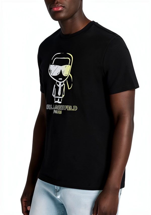 Karl Lagerfeld Paris Mens Graphic T-Shirt Black Crewneck-2